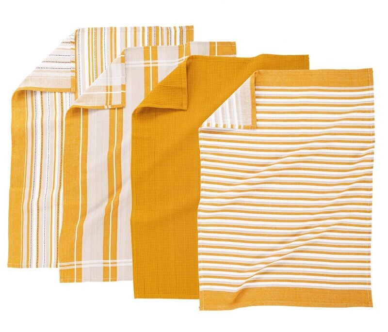 Canovacci/Strofinacci multilinee 4 pezzi 50 x 70 cm Senape - Tirolix