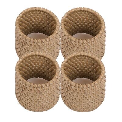 Portatovaglioli Rattan 4,5x5 cm Naturale 4 Pz. - Tirolix