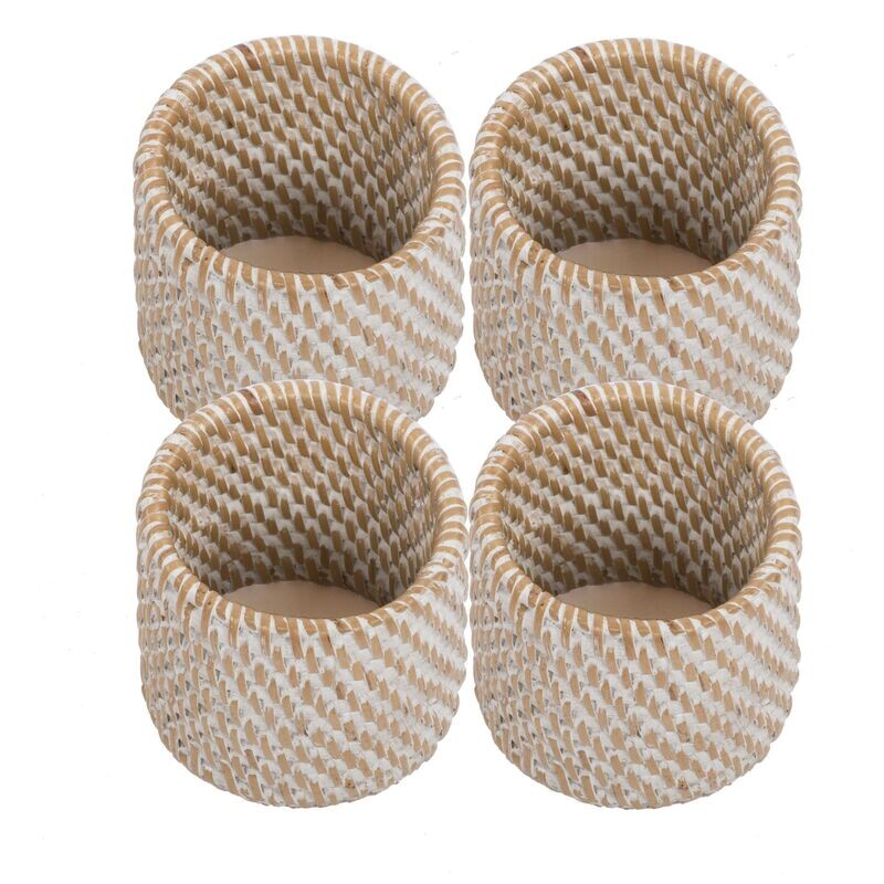 Portatovaglioli Rattan 4,5x5 cm Bianco 4 Pz. - Tirolix