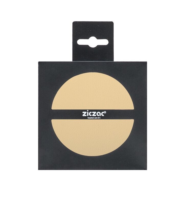 Tirolix Sand Faux Leather Coasters, Set of 4, 10 cm