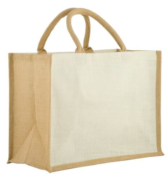 Borsa Juta 30x40x19 cm Bianco/Naturale