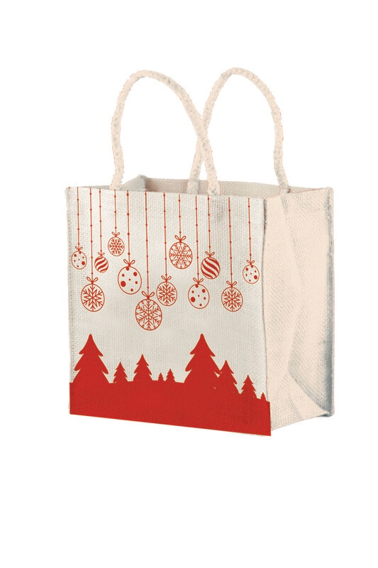 Borsa Juta Cerata Natalizia 20hX20X11 cm Bianco