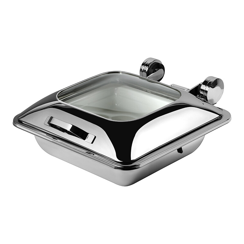 Yegam - Scaldavivande quadrato con coperchio in vetro 41 x 44 cm Smart W