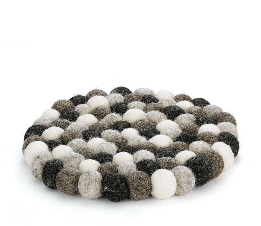 Round Trivet 21 cm Gray Wool - cilio