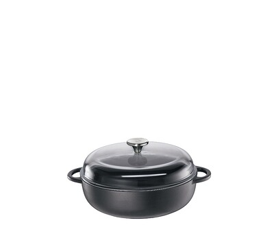 Küchenprofi - Casseruola bassa coperchio alto in vetro nero 24 cm