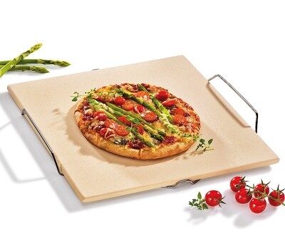 Küchenprofi - Pizzastein mit Gestell ​38 x 35,5 cm