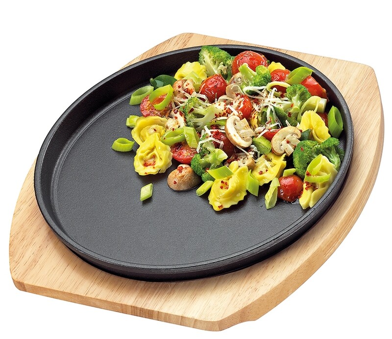 Küchenprofi - Piastra per servire rotonda con tavola di legno 24 cm