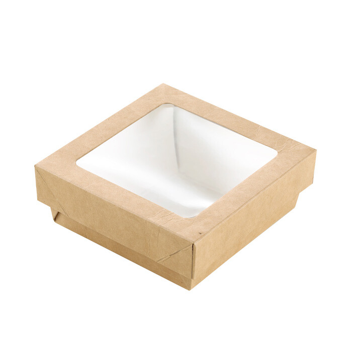 Firstpack - Scatola quadrata con finestra marrone 11,5 x 11,5 cm