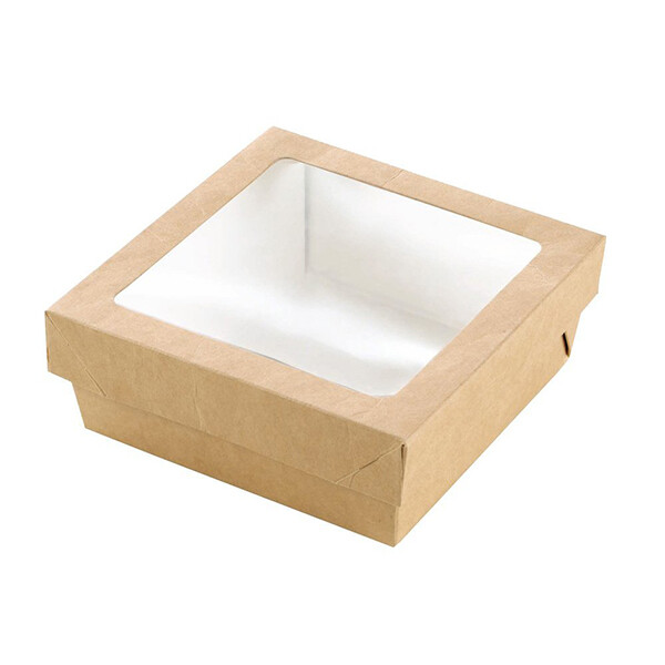 Firstpack - Scatola quadrata con finestra marrone 13,5 x 13,5 cm