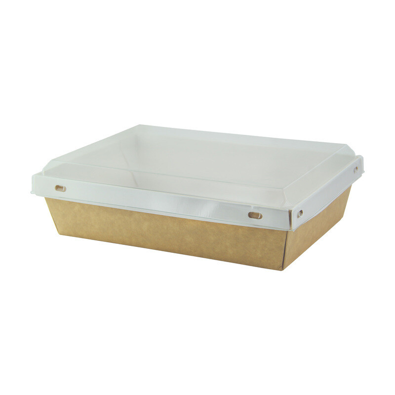 Firstpack - Kraft/weisse box mit transparentem kunststoffdeckel 20 x 14 x 5 cm