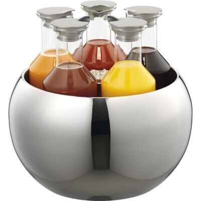 Frilich - Sfera in Acciaio Inox Lucido, 5 Caraffe di Plastica Carafine