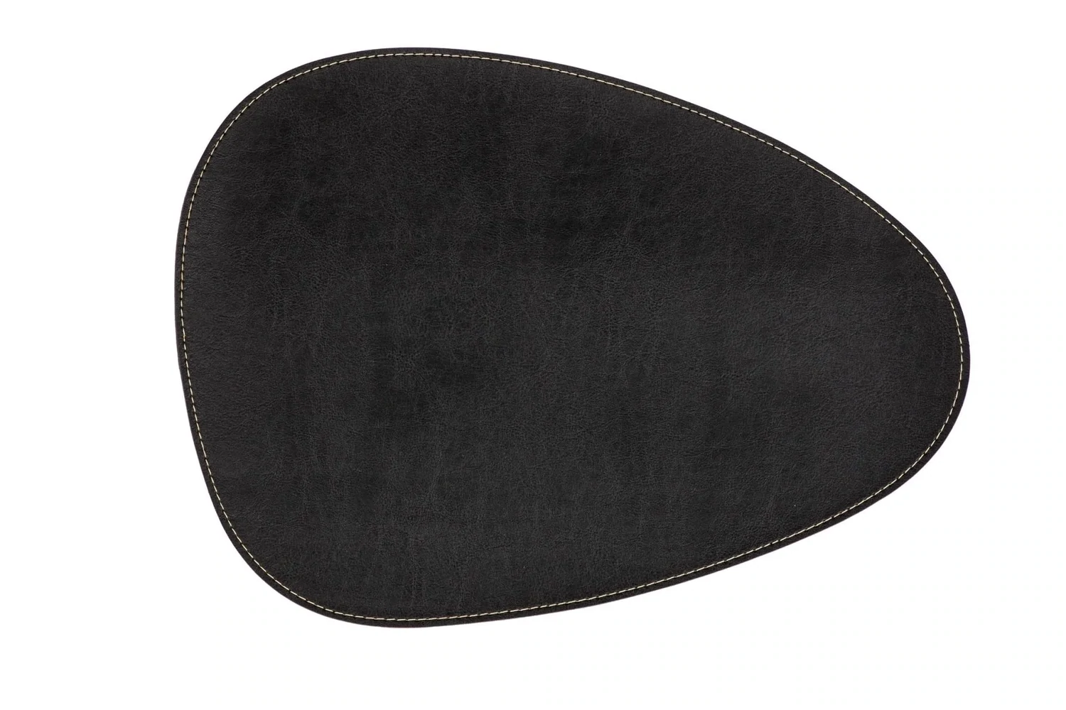 Tovaglietta Ovale in Ecopelle Bordi Ricamati 32x42 cm Nero - Tirolix