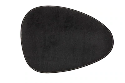 Tovaglietta Ovale in Ecopelle Bordi Ricamati 32x42 cm Nero - Tirolix