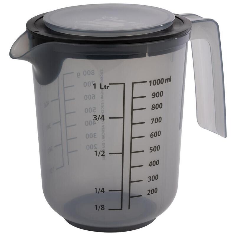 APS - Brocca graduata con coperchio &quot;Mixup&quot; 1L Grigio