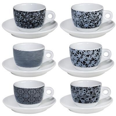 Set 6 Cappuccinotassen mit Teller 8 cl Sofia Geometrisch - Inker