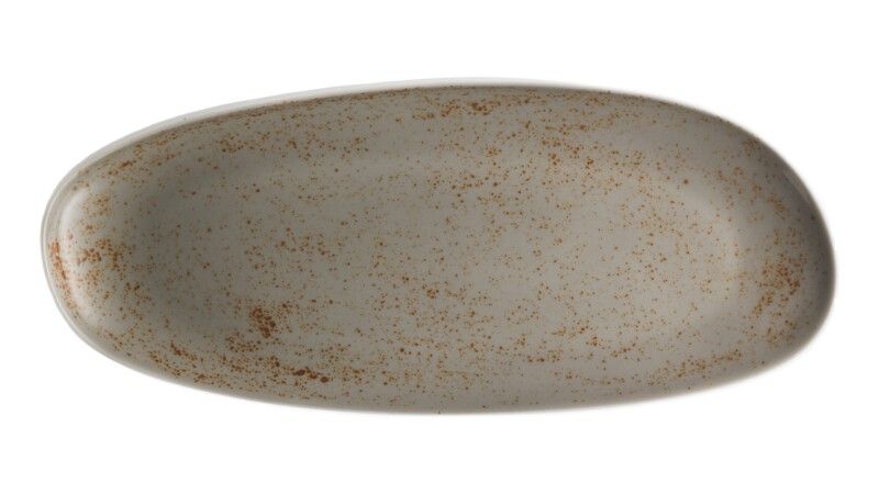 Schönwald - Platte oval asymmetrisch 38 x 16 cm Unique Lightgrey Pottery