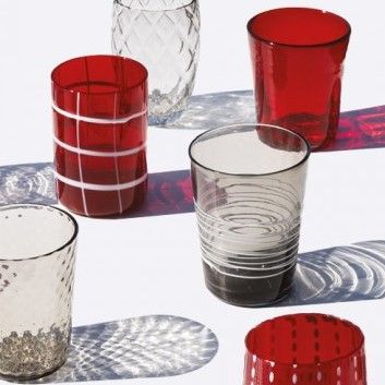 Zafferano - 6 Tumbler Grigio rosso/decori assortiti Melting pot