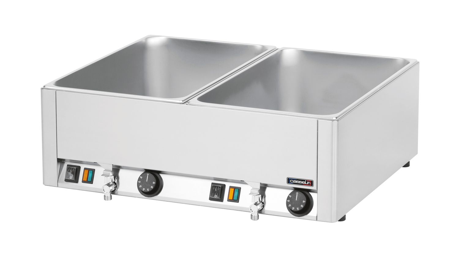 Casselin - Bagnomaria doppio con 2 rubinetti di scarico GN 1/1