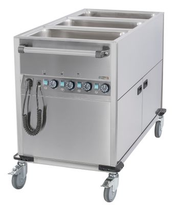 Casselin - Carrello bagnomaria trasversale con base riscaldata 3 x GN 1/1