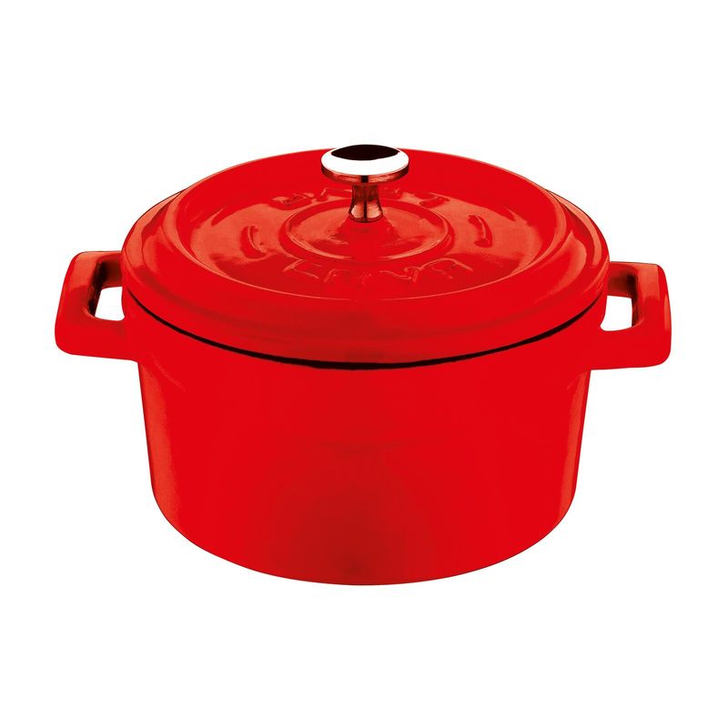 Paderno - Casseruola tonda con coperchio rossa 10 cm Ghisa smaltata