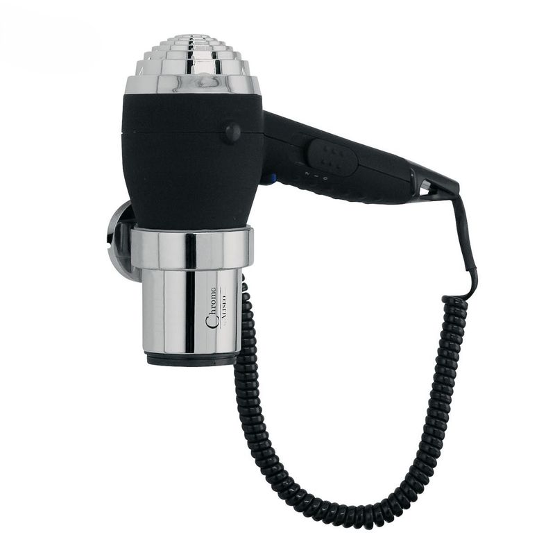 Aliseo - Asciugacapelli Chromo cromo/nero con anello a parete 1200W