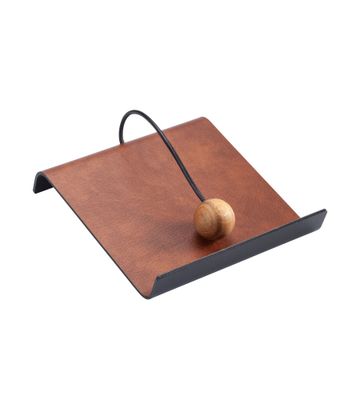 Lind DNA - Portatovaglioli Bull cognac/Steel black/Oak nature 18x19 cm