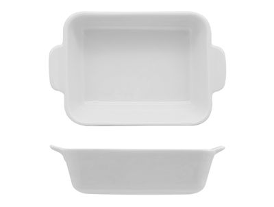 Lioness mini rectangular casseroles 13.8 cm in white porcelain Justwhite for horeca use