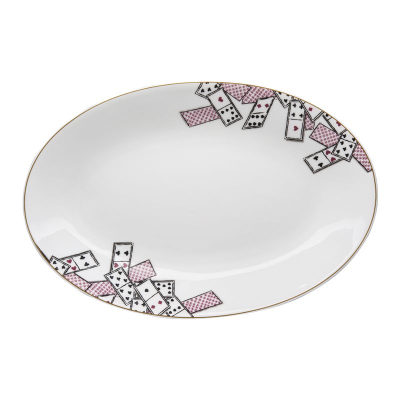 Geminiano Cozzi - Piatto ovale 37 x 26,5 cm Carte da Zogo