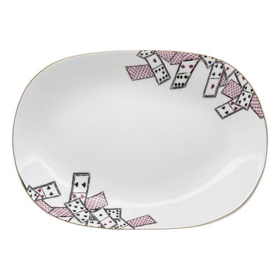 Geminiano Cozzi - Piatto ovale 45 cm Carte da Zogo