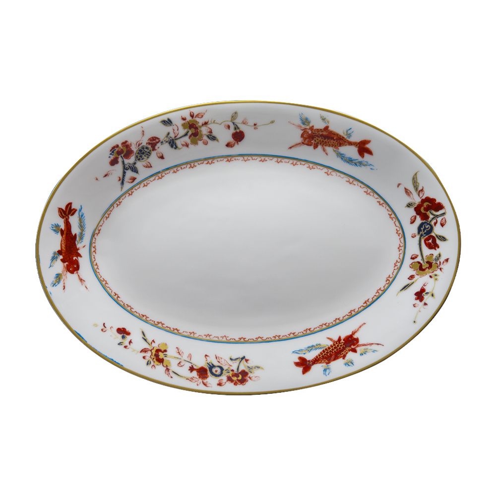 Geminiano Cozzi - Piatto ovale 26 cm Chinesi Fiori Finiti