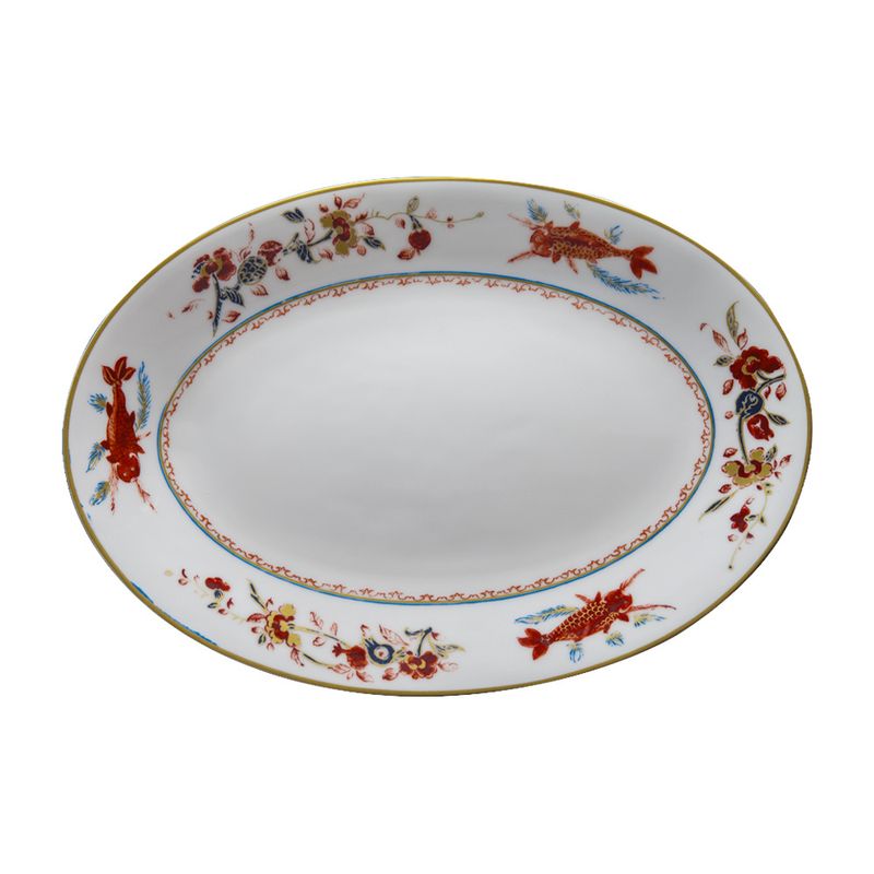 Geminiano Cozzi - Piatto ovale 26 cm Chinesi Fiori Finiti