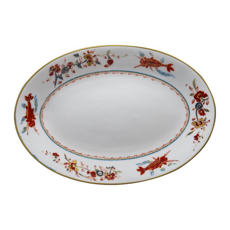 Geminiano Cozzi - Piatto ovale 32 cm Chinesi Fiori Finiti