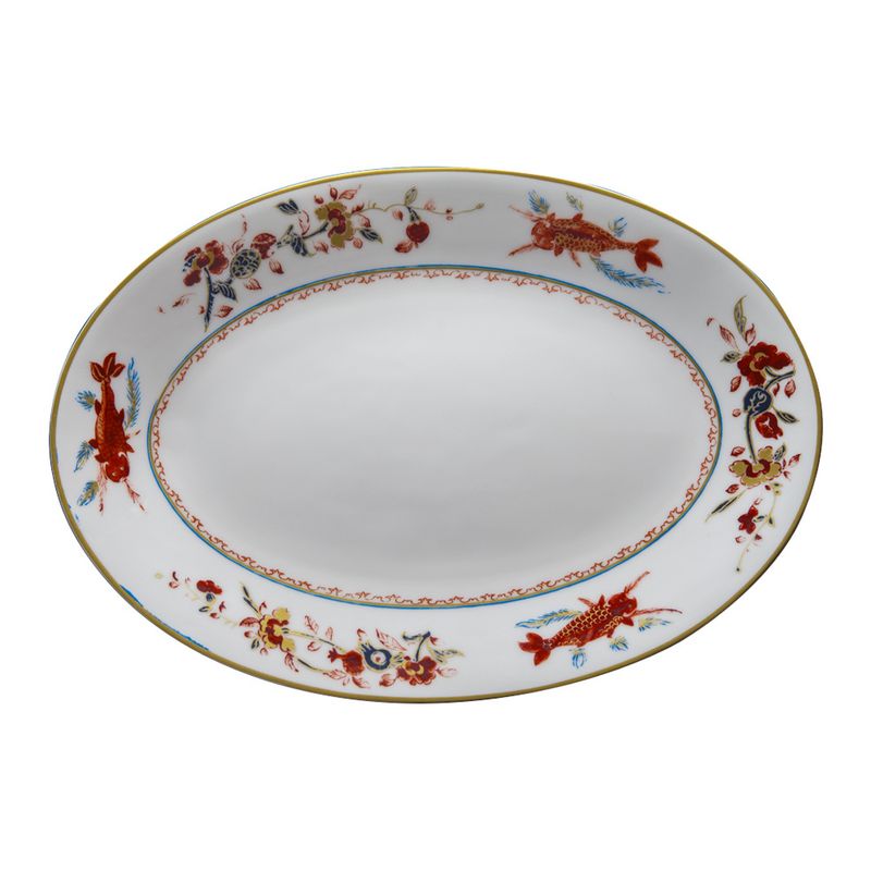 Geminiano Cozzi - Piatto ovale 37 x 26,5 cm Chinesi Fiori Finiti