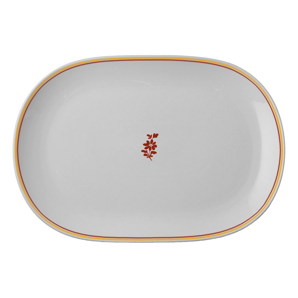 Geminiano Cozzi - Piatto ovale 45 cm Feston e Cadena Rosso