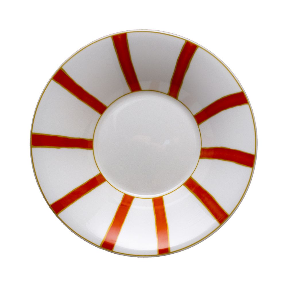 Geminiano Cozzi - Piatto fondo 22 cm Striche Arancio e Oro