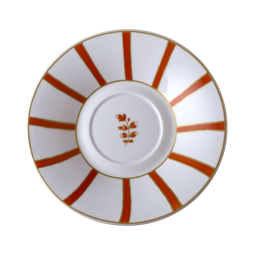 Geminiano Cozzi - Piattino per tazza tè/cappuccino 16 cm Striche Arancio e Oro