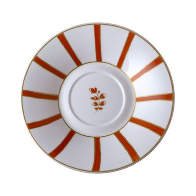 Geminiano Cozzi - Piattino per tazza tè/cappuccino 16 cm Striche Arancio e Oro