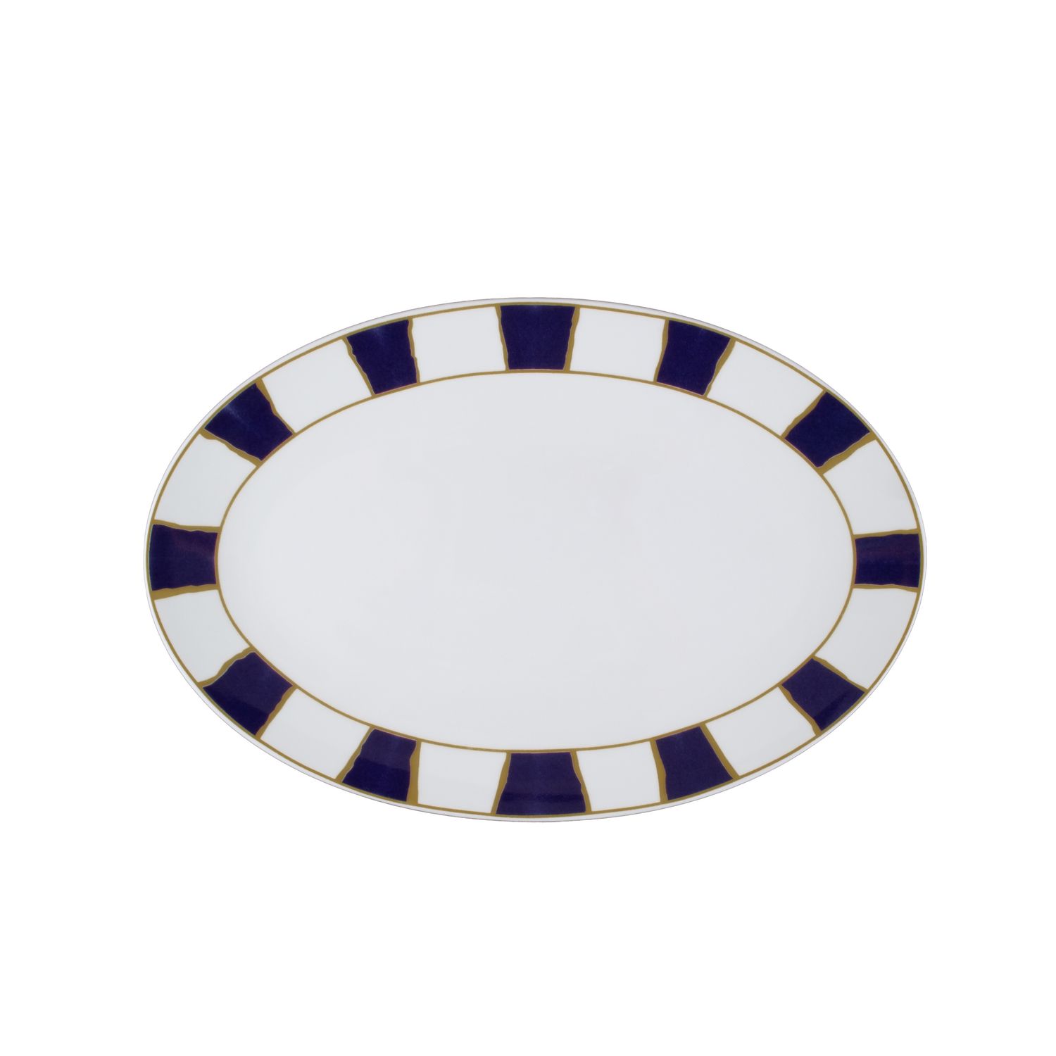 Geminiano Cozzi - Piatto ovale 26 cm Striche Blu e Oro