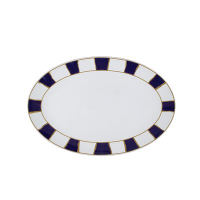 Geminiano Cozzi - Piatto ovale 26 cm Striche Blu e Oro