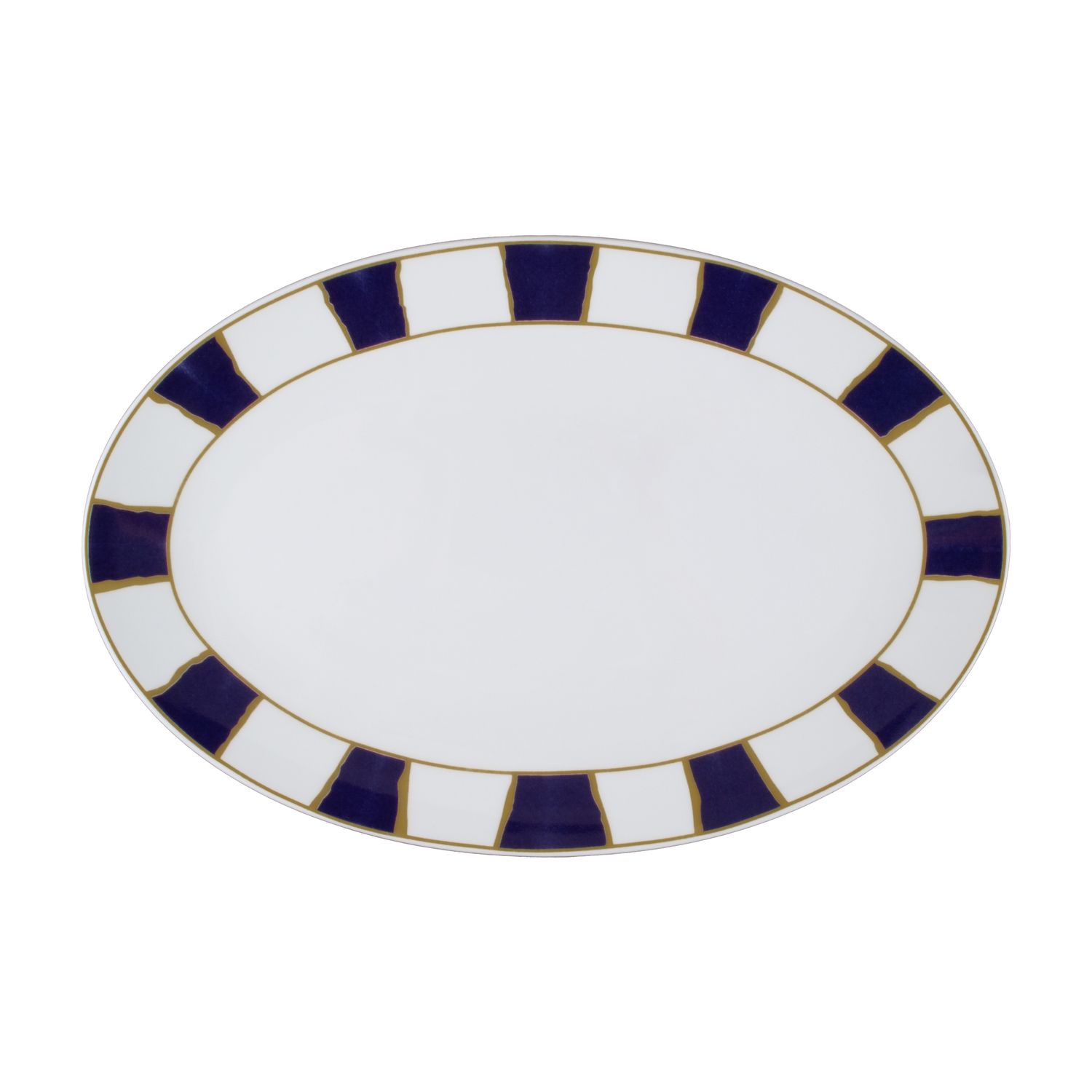 Geminiano Cozzi - Piatto ovale 32 cm Striche Blu e Oro