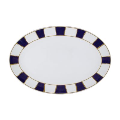 Geminiano Cozzi - Piatto ovale 32 cm Striche Blu e Oro