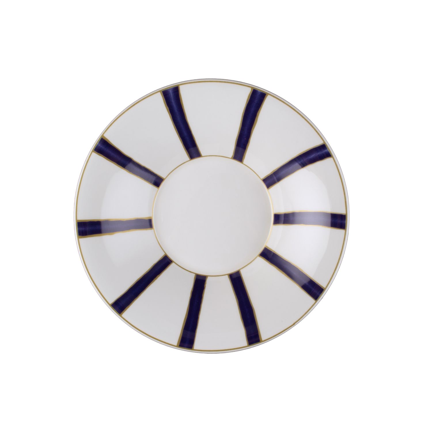 Geminiano Cozzi - Piatto fondo 22 cm Striche Blu e Oro