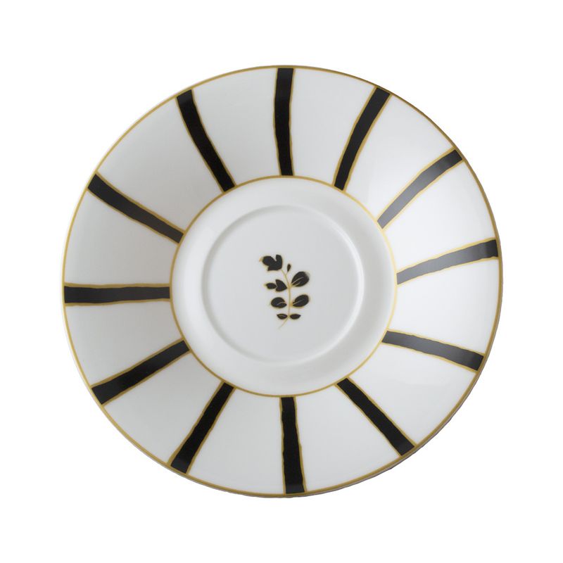 Geminiano Cozzi - Piattino per tazza tè/cappuccino 16 cm Striche Nere e Oro