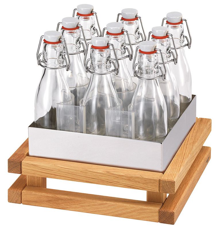 Frilich - 9 bottiglie con supporto 26h cm Raiser Oak