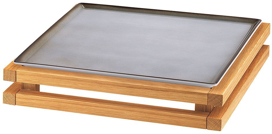Frilich - Piatto con supporto Grigio 33 x 33 Raiser Oak