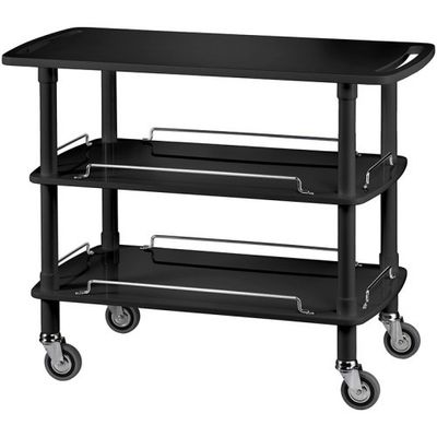 Forcar - Carrello di servizio in legno 3 piani 110 x 55 cm Laccato Nero