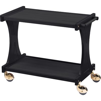 Forcar - Carrello di servizio in legno 2 piani 86 x 55 cm Nero