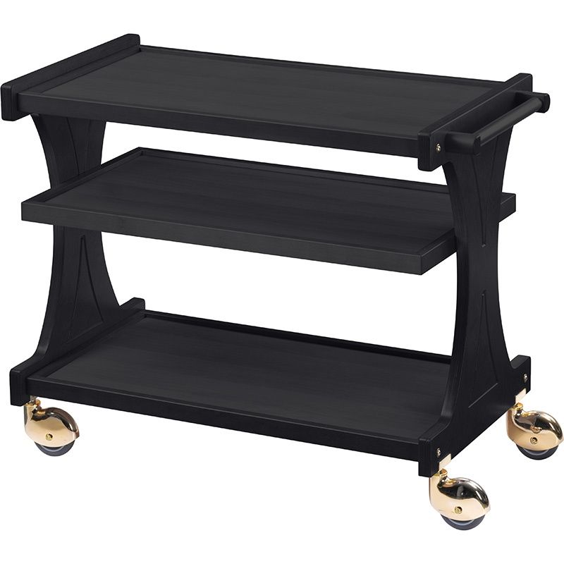 Forcar - Carrello di servizio in legno 3 piani 86 x 55 cm Nero