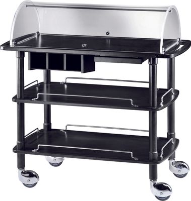 Forcar - Carrello di servizio in legno con cupola 3 piani 110 x 55 cm Nero