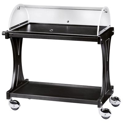 Forcar - Carrello di servizio in legno con cupola 2 piani 86 x 55 cm Nero